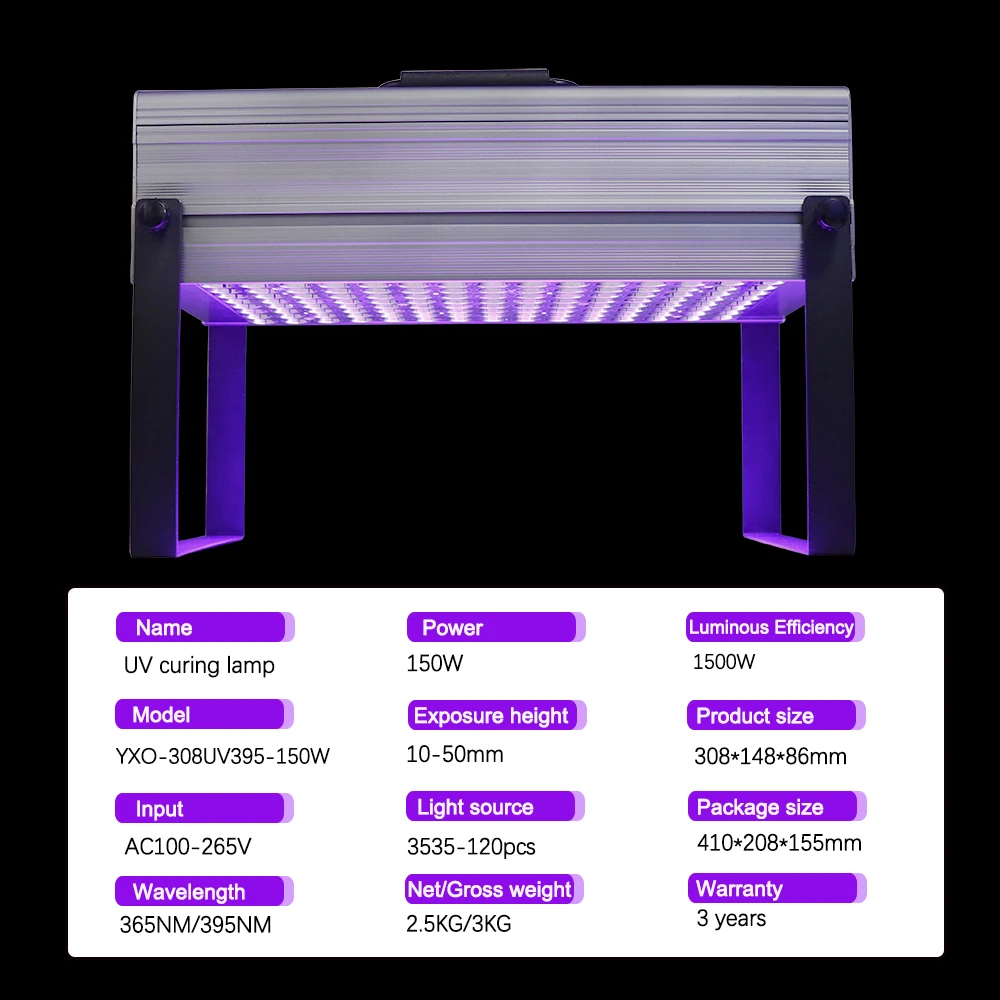 1500W 365NM 395NM Portable UV Curing Lamp Ink Varnish Paint UV Adhesive Silk Screen Icon Oil 3D Printing PCB Board Fast Dry OCA