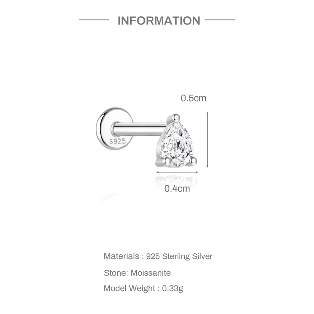AIDE 925 Sterling Silber 1 STÜCK Mini Moissanit Vier-Klauen Schraube Ohrstecker Casual Design DIY INS Ohrstecker für Dame Schmuck – Detail 12