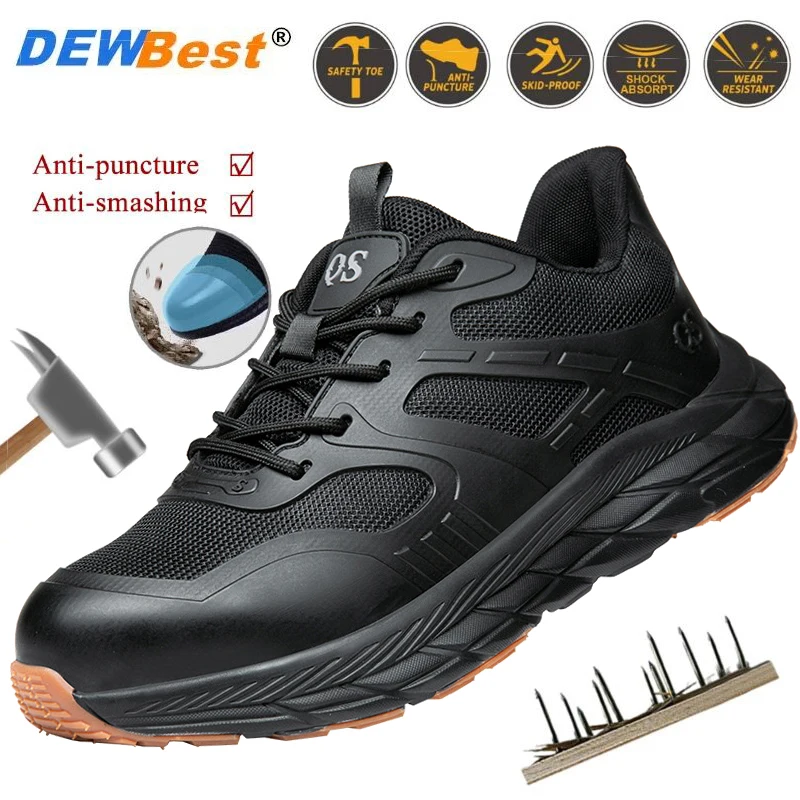 Men\'s anti-smash anti-puncture summer anti-slip anti-odor safety shoes breathable soft-soled steel head work protective shoes