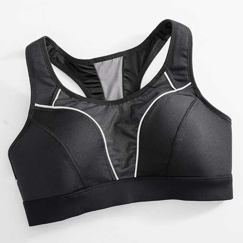 Womens Wireless High Impact Sports Bra Full Coverage Racerback Lightly Padded Supportive Underwear 36 38 40 42 B C D E F G Black