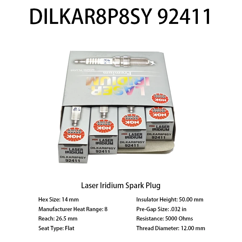 4pcs Original NGK Laser Iridium Spark Plug DILKAR8P8SY 92411 Suitable For Some Model Of RDX Accord oem 12290-6A0-A01 etc