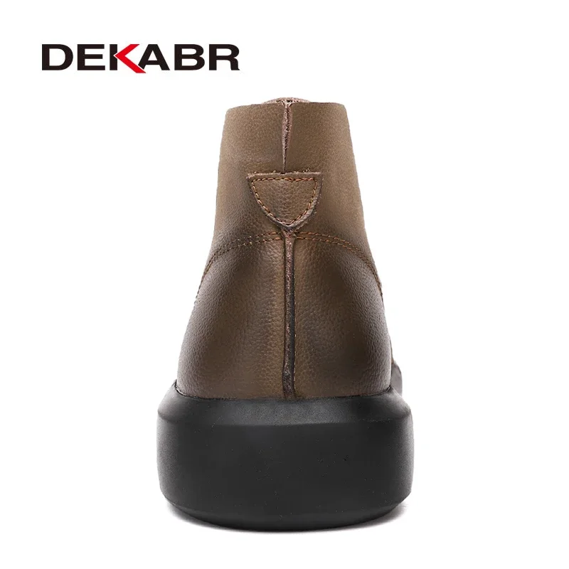 DEKABR Fashion Autumn Winter Men Boots Genuine Leather Handmade Ankle Boots Outdoor Waterproof Men Business Banquet Leather Boot