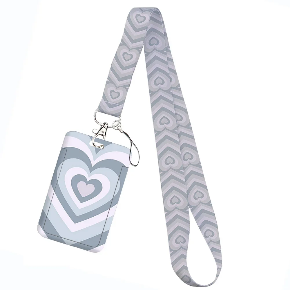 Love Marble Pattern Keychain Holder with Lanyard