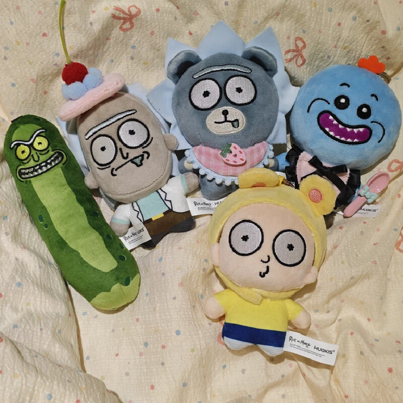 HUGKIS Official Rick And Morty Plush Keychains Stuffed Pendant Trendy Toys Bag Backpack Charm Doll Ornament Collectibles Gifts
