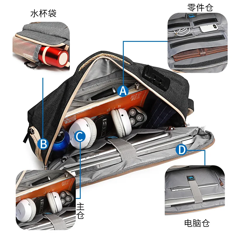 New travel bag men's business backpack Korean version backpack multi-function anti-theft computer bag canvas bag