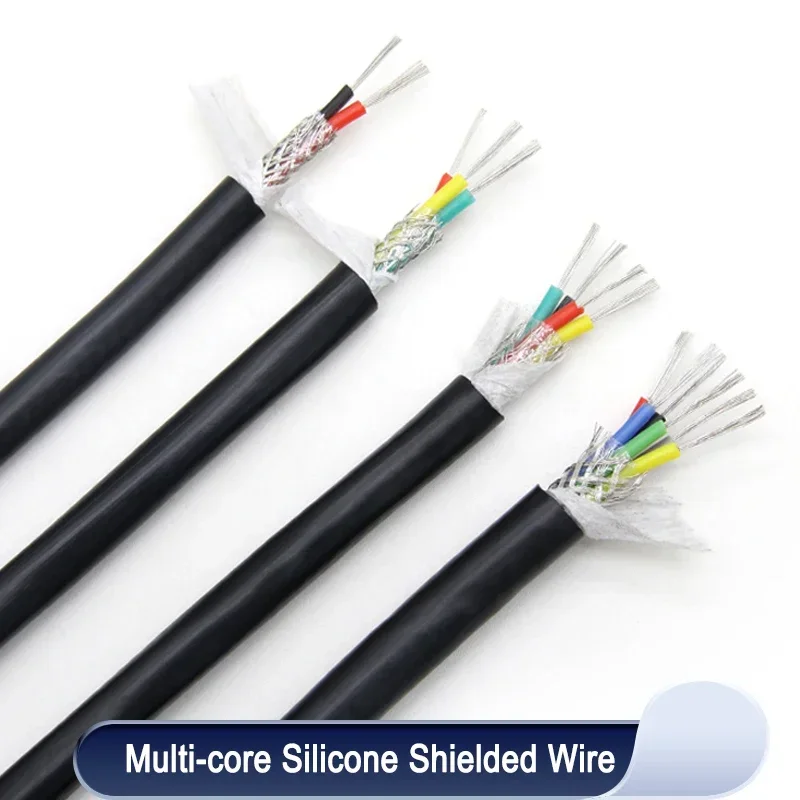 

Silicone Rubber Shielded Cable Insulated Flexible Copper High Temperature Wire 0.3 0.5 0.75 1 1.5 22.5mm x 2 3 4 6Cores 1/5/10m