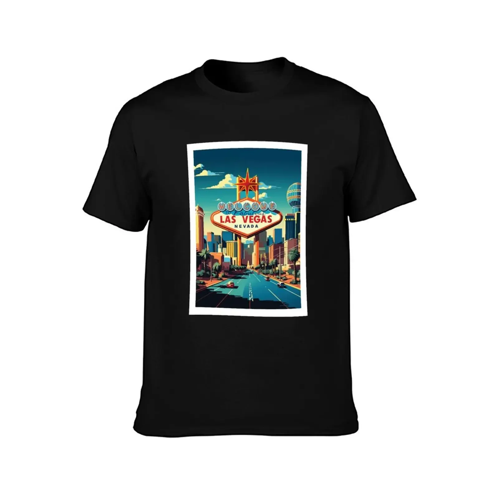 LAS VEGAS Traditional Travel Poster T-Shirt plus size clothes designer shirts mens t shirt graphic