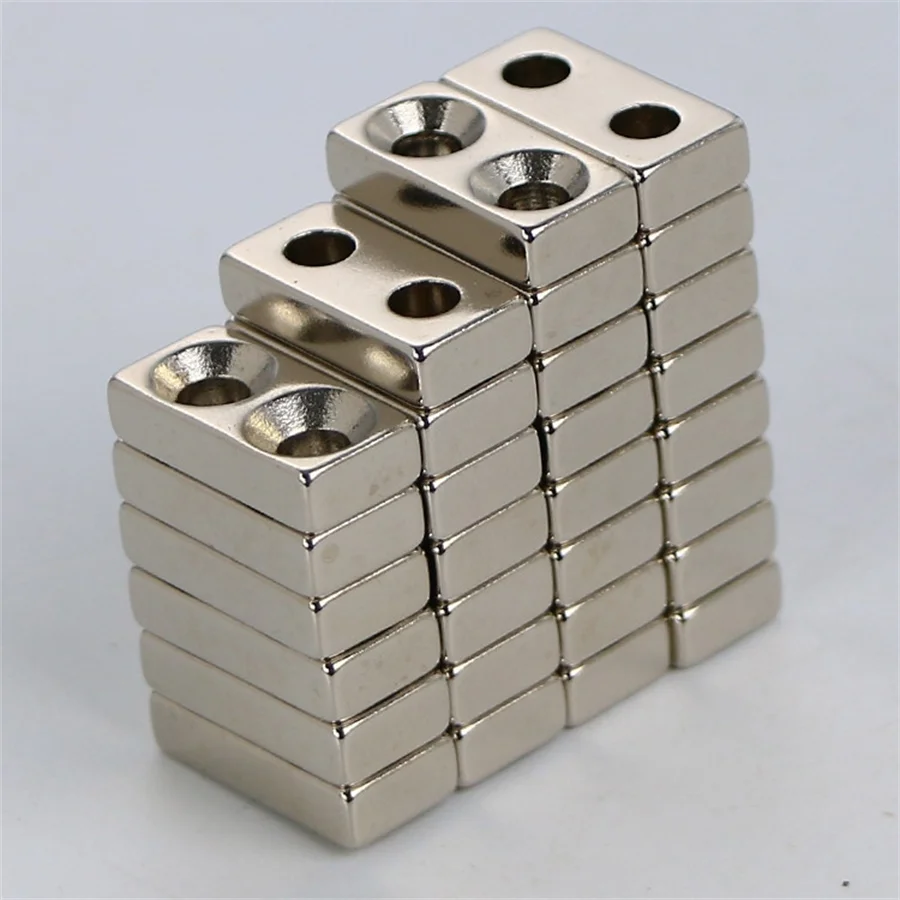 XiongChuCi 20*10*5MM Two Countersunk hole Strong Block Neodymium Magnets N35 NdFeB Powerful Permanent Magnetic Square Magnet