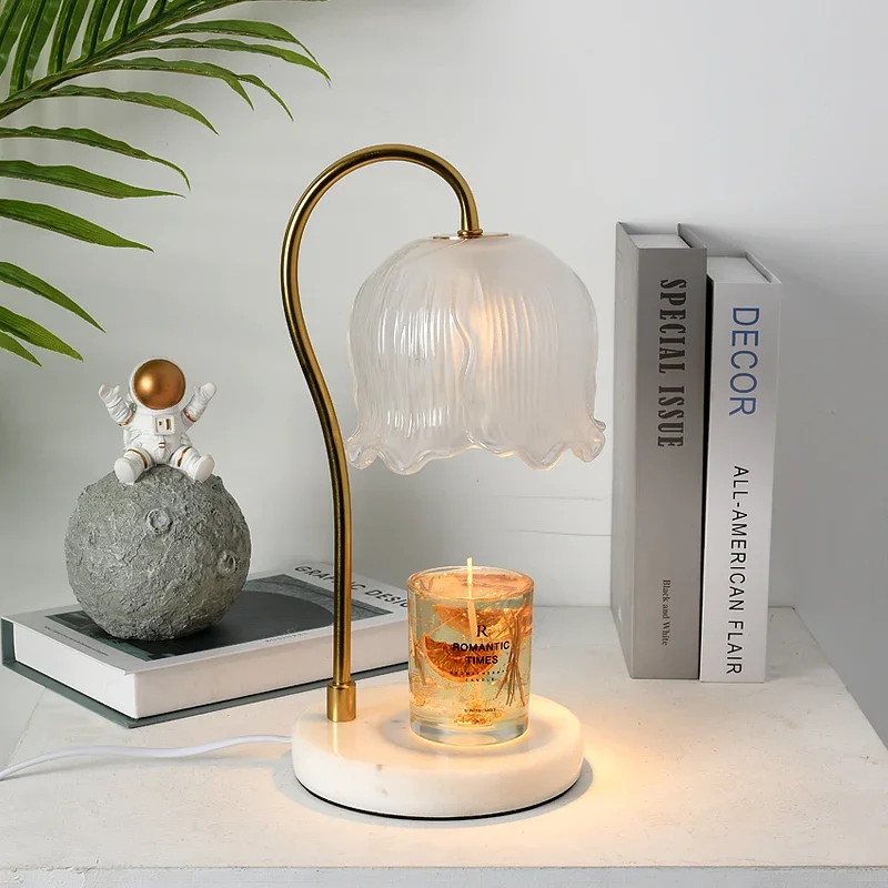 Lily of the Valley Aromatherapy Lamp Without Fire Dimming Small Night Lamp Bedroom Bedside Marble Decoration Melting Wax Lamp