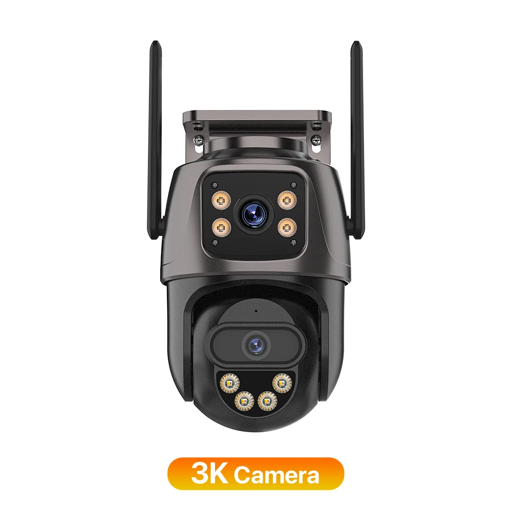 IP-camera 6K 9MP HD WiFi Buitencamera 8x zoom Drie lenzen Dubbel scherm Home Security PTZ-camera 6MP Videobewaking iCSee