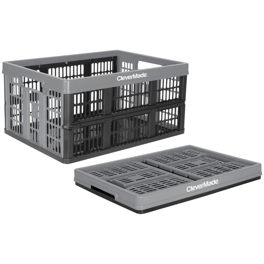 

Collapsible Utility Crate for Home, Garage Outdoor Use, 32L Capacity, Stone Color, Lightweight Stackable Design, 1 Pack