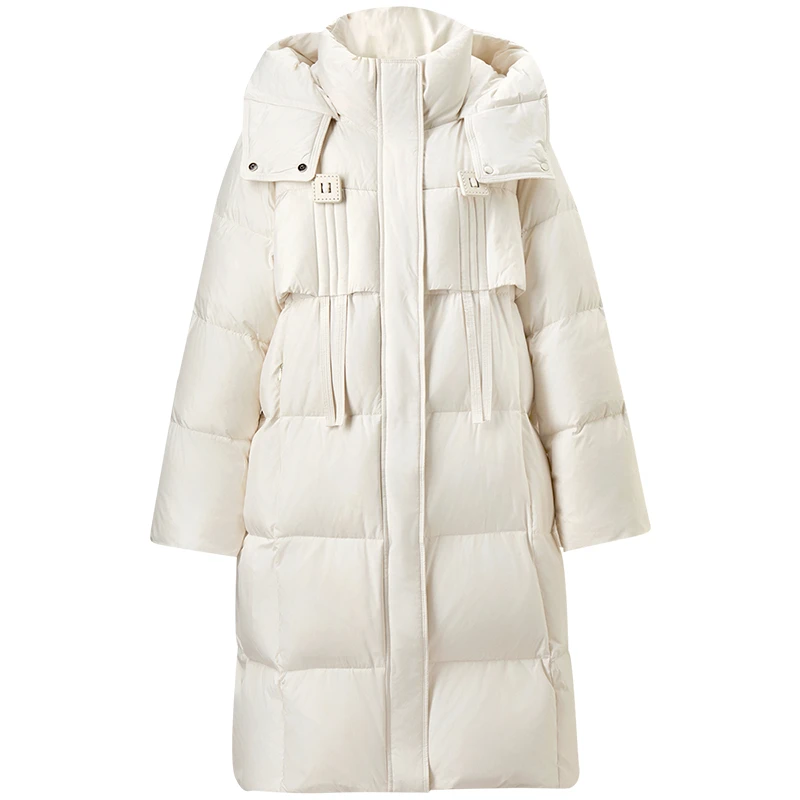 SENTUBILA Casual Warme Donsjack vrouwen Winter Nieuwe Mode Brood Capuchon Lange Warme Down Jassen Vrouwelijke Tops W44Y57033