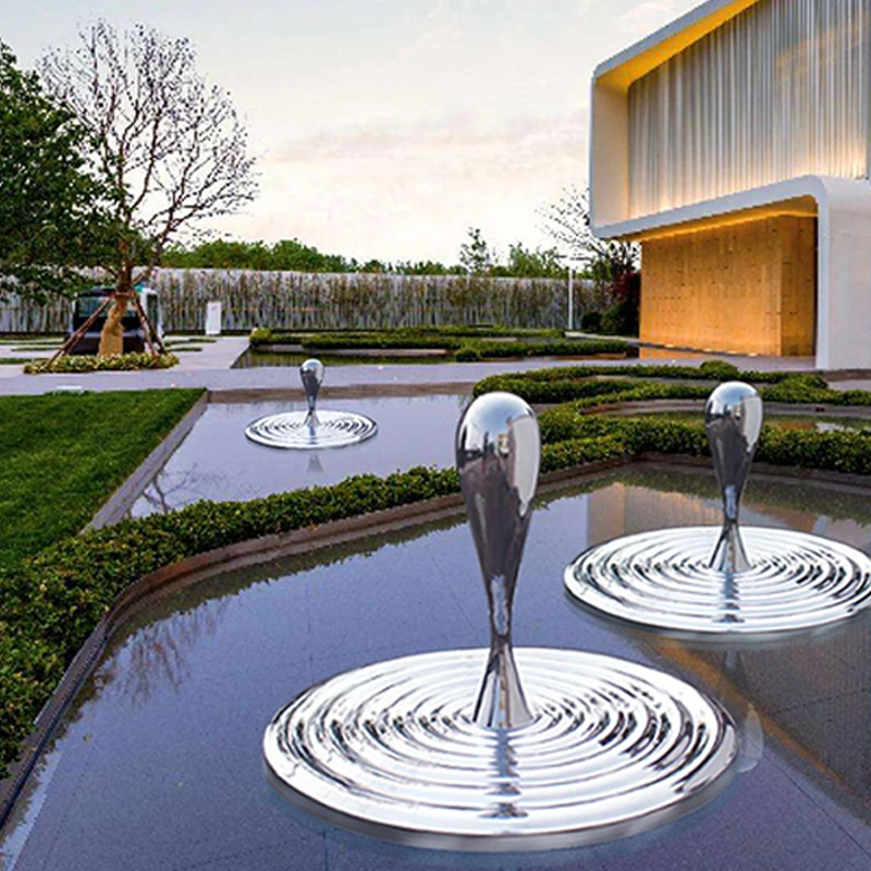 Stainless steel mirror water drop water plate ripple sculpture ornament feature landscape installation