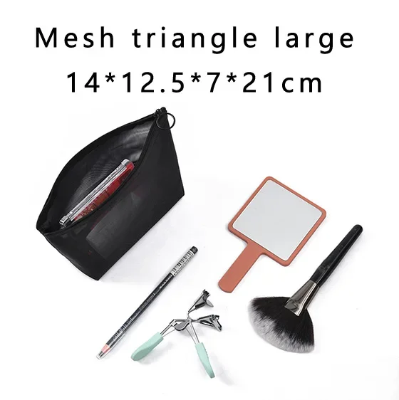 1PC Black transparent mesh cosmetic bag Handbag storage large capacity storage mesh wash bag travel set cosmetic bag