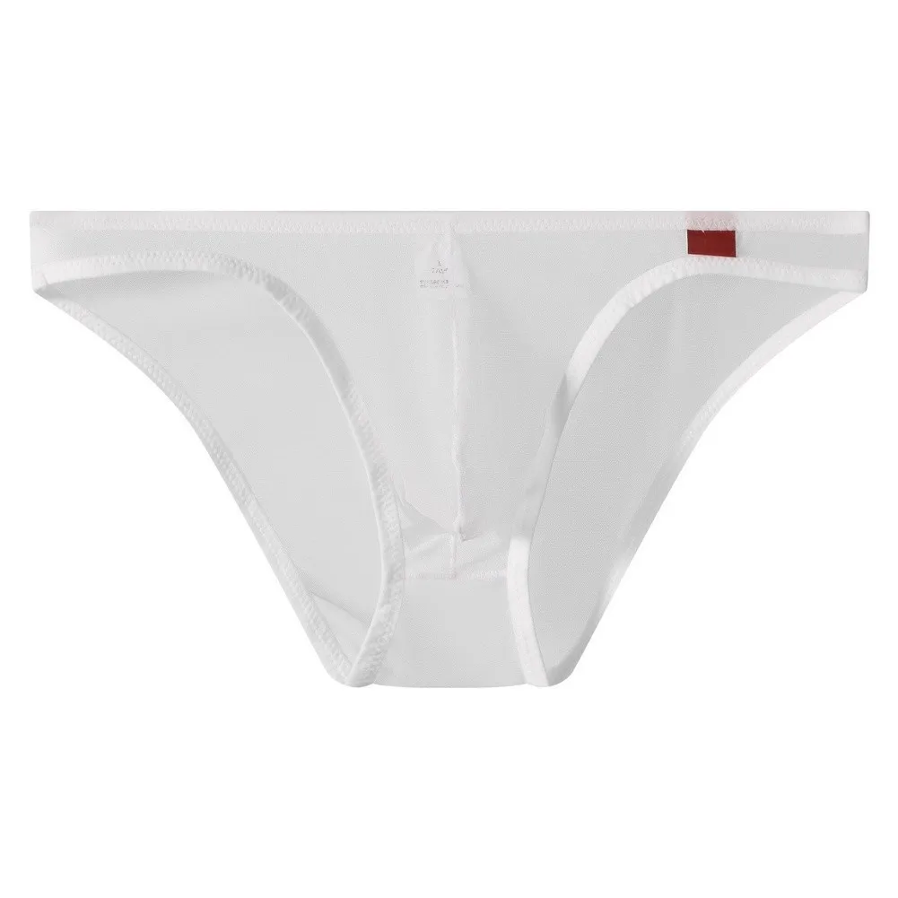 Translucent Men Mesh Underwear Sexy Thin Perspective Briefs Mid-rise Male Slips Homme Panties Erotic Breathable Underpants Cueca