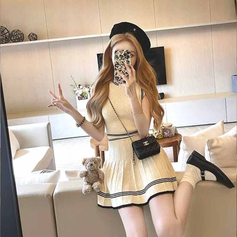 2023 Autumn Elegant 3 Piece Dress Set Women Casual Long Sleeve Y2k Crop Tops + Mini Skirts Cardigan Knitted Suits Office Lady