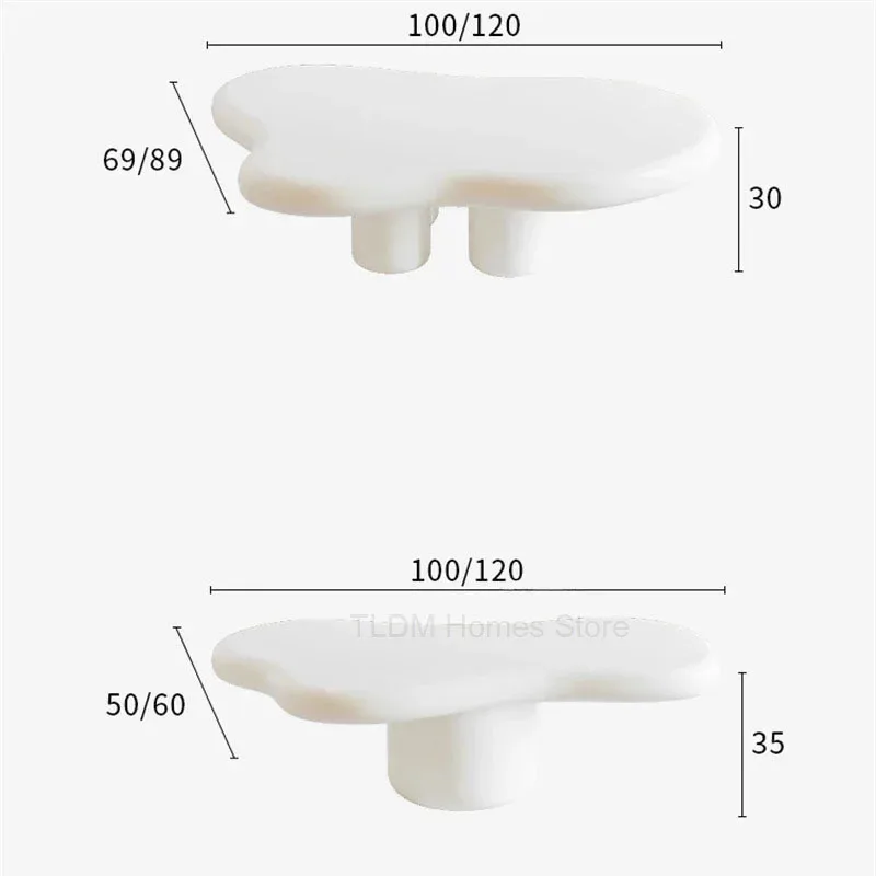 Moderne Wohnzimmer-Café-Tische für Café-Möbel, unregelmäßiger weißer Couchtisch, kreative Creme-Serie, gehobene große Couchtische