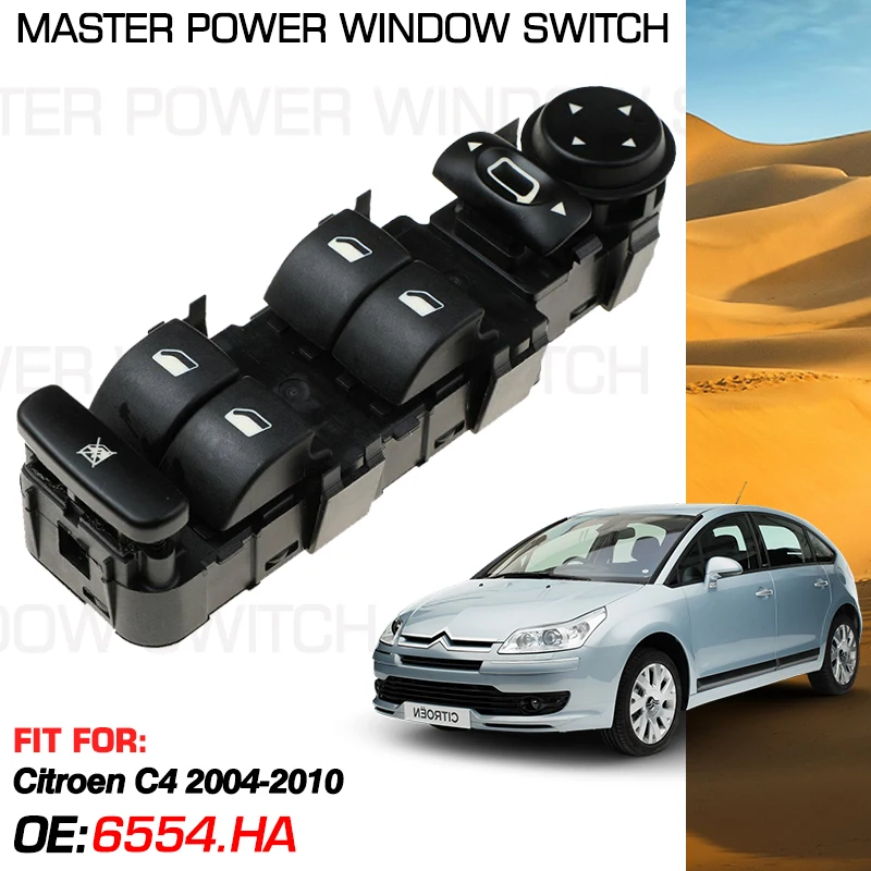 

6554.HA Auto Down Front Left Driver Side Car Window Control Switch 6+3 Pins For Citroen C4 2004 2005 2006 2007 2008 2009 2010