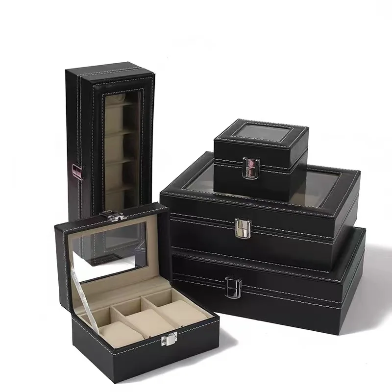 2/3/4/5/6/8/10/12Girds Watch Cases Storage Boxes Watch Organizer Case PU Leather Watch Display Jewelry Box caja para relojes