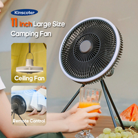 Travel Portable Charge Camping Fan 10000mAh LED Lighting Rechargeable Circulator Fan Quiet Stand Ceiling Fan for Outdoor Home