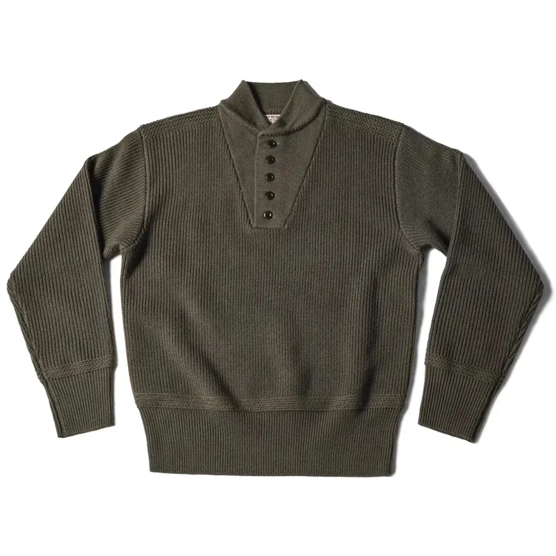 Rugged Bronson High Neck Sweater Vintage Style Men's Military Pullover Knitwear