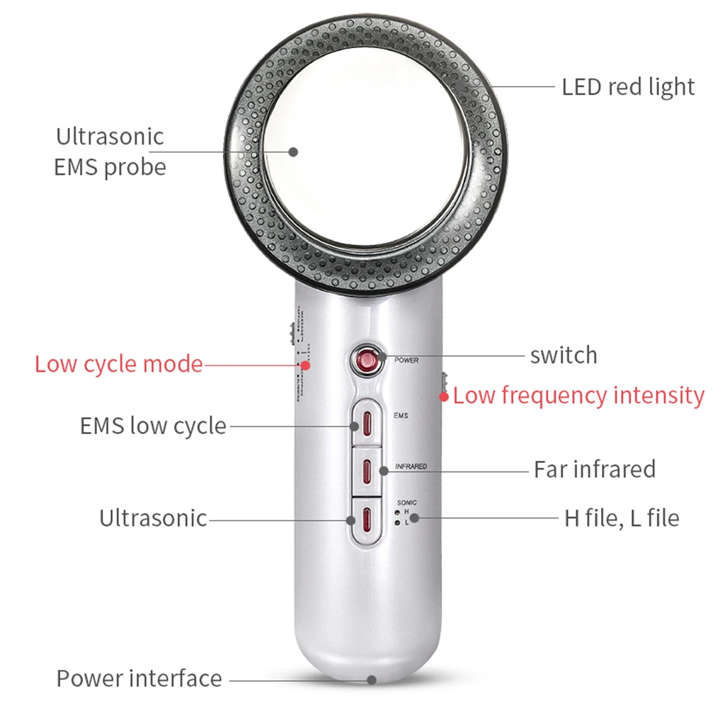 High Frequency Ultrasonic Slimming Device Stainless Steel Infrared Skin Lifting Beauty Machine for Body and Face Therapy