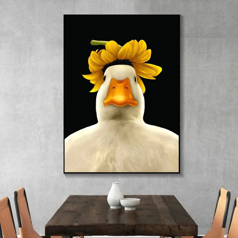 Humor Pathetic Duck Funny Animal Canvas Paintings Funny Frog Poster Prints Wall Art Room Home Decor Prints Mural Pictures Gifts