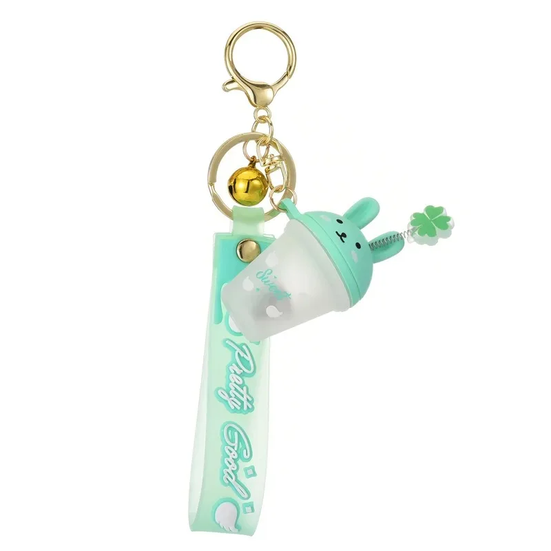 

Cartoon with lamp matte rabbit milk tea cup keychain fashion car bag keychain small gift