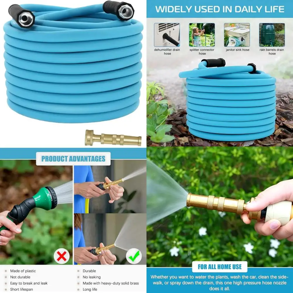 

100FT RV Water Hose,5/8” Drinking Water Hose Lead-free, 3/4 Solid Aluminum Fittings-No Leak,Garden hose Extender/Hose Reel Conne