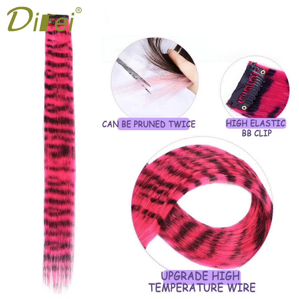 DIFEI Synthetic Wig One Card Seamless Hair Extension Leopard Color Hair Piece Highlights Hanging Ear Dyed Color Wig Piece