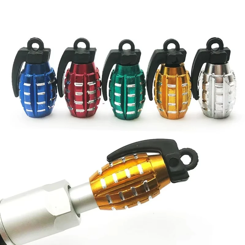 4pcs Aluminum Car Tire Valve Cap Grenade Alloy Tyre Valve Stem Cover Air Dust Cap Tire Valve Truck Bike Wheel Rim Valve Stem Cap