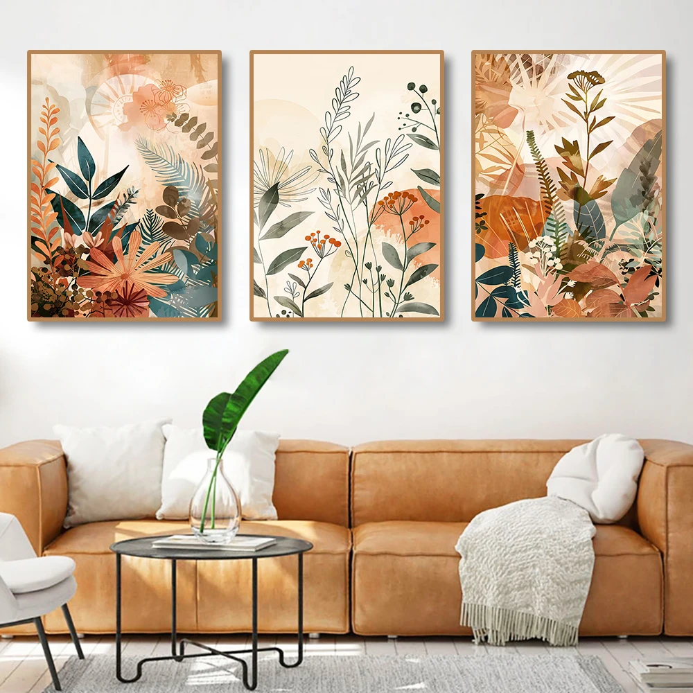 3pcs Flowers and Plants Canvas Prints Painting Wall Art Posters Home Decortion Abstract Art Poster Living Room Bedroom Decor