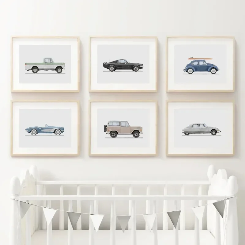 Vintage Vehicle Boys Room Wall Arts Canvas Painting Posters Prints For Living Room Decor