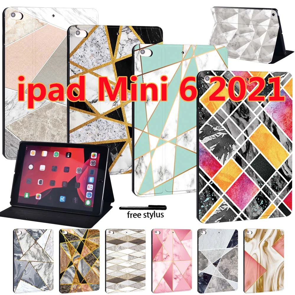 

Ultrathin 2021 IPad Case for New Mini 6 8.3 Inch Leather Cover Apple IPad Mini 6 A2567 A2568 A2569 Shape Pattern Pencil Cases