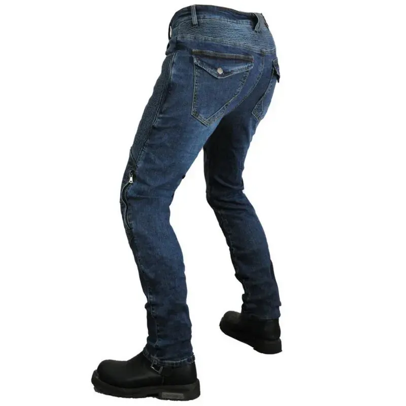 دراجة نارية ارتداء مقاومة ركوب السراويل مرونة عالية سوبر سليم موتوكروس حماية الجينز الذكور فارس موضة بناطيل كاجوال #3