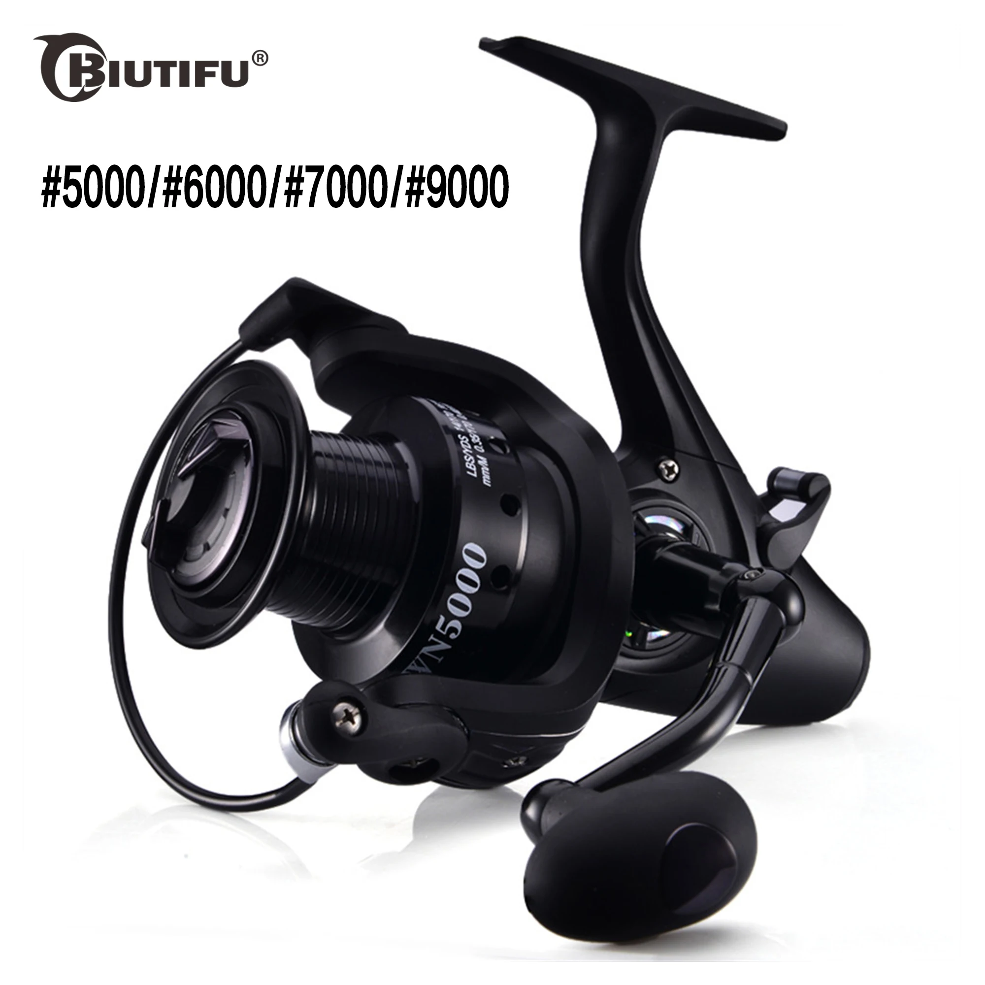 BIUTIFU Carp Fishing Wheel 5000 6000 7000 9000 Series Surf Spinning Reel Gear Ratio13BB Pre/Post-Load Freshwater Max Drag 15kg