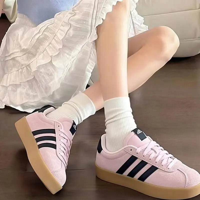 Womens Low Adidas Top Skateboarding Sneakers Suede Upper Casual Platform Shoes Pink Navy Gum JP7629