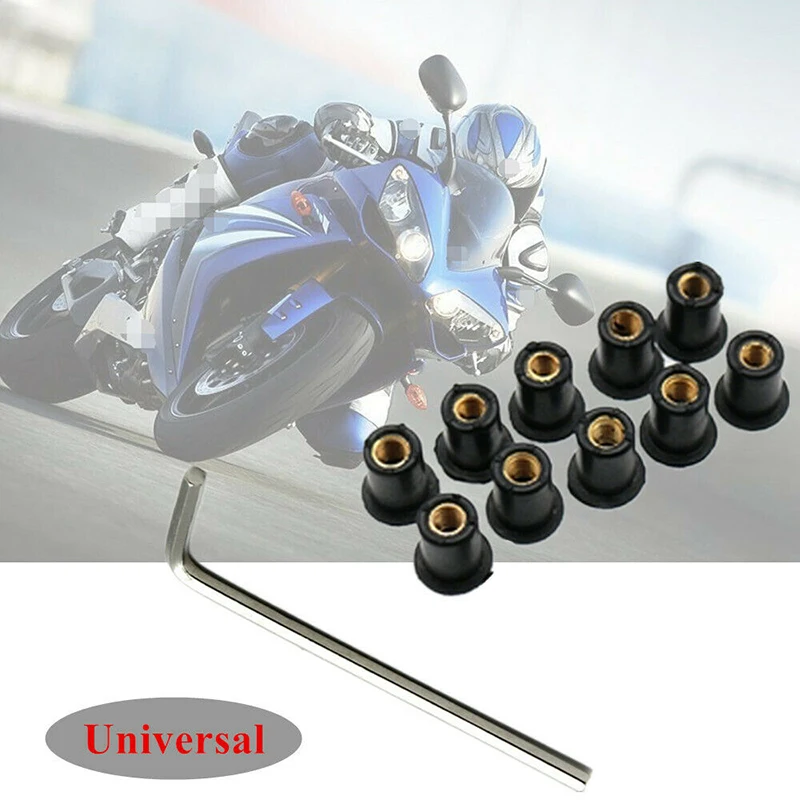 10 Pcs Motorcycle Windscreen Well Nuts M5 Bolt KitTriumph Fairing Cowl Mount Screws 5mm