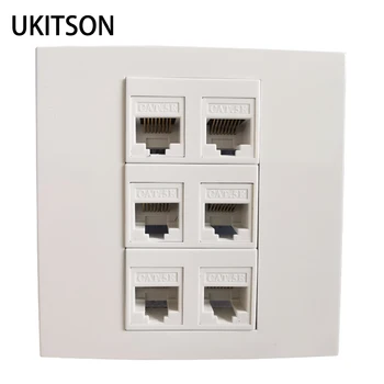 6 포트 RJ45 5e 네트워크 벽면 콘센트 소켓 컴퓨터 노트북용, 인터넷 인터페이스