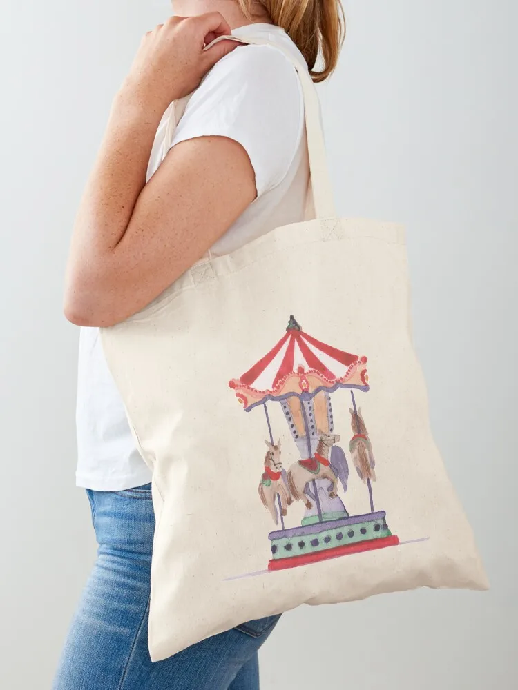 Carousel Tote Bag eco bag folding Canvas shoulder bag Women's shopping