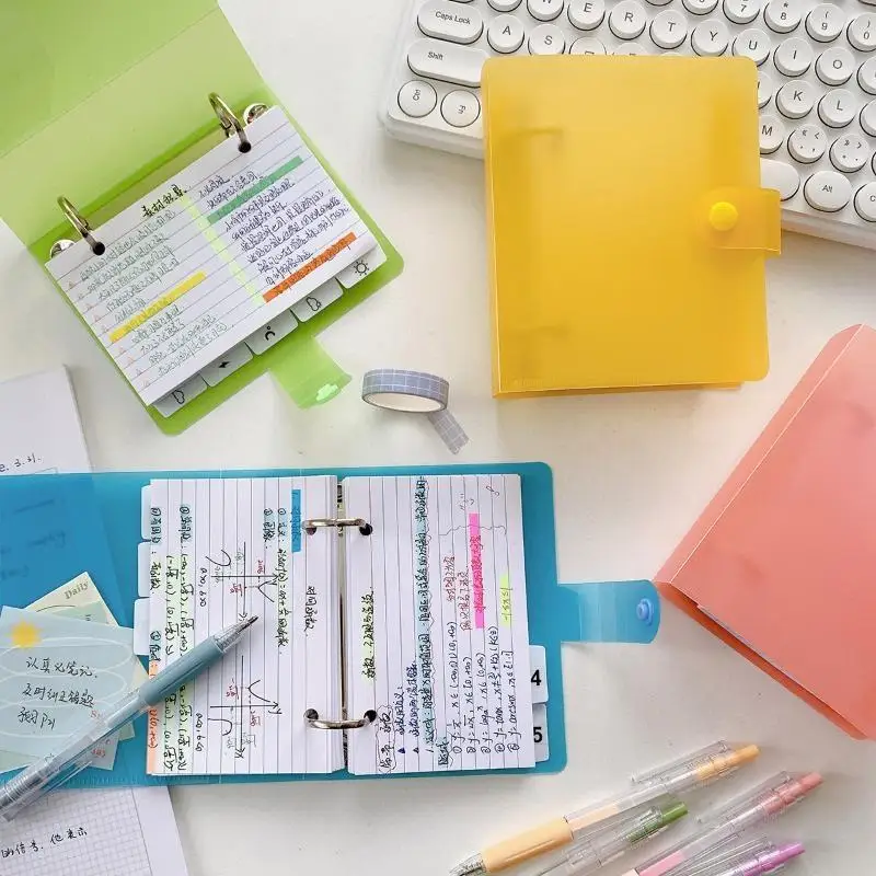 New Double Hole Loose Leaf Memo Binder DIY Horizontal Line Vocabulary Notebook Macaron Color Memo Storage Binder School Office