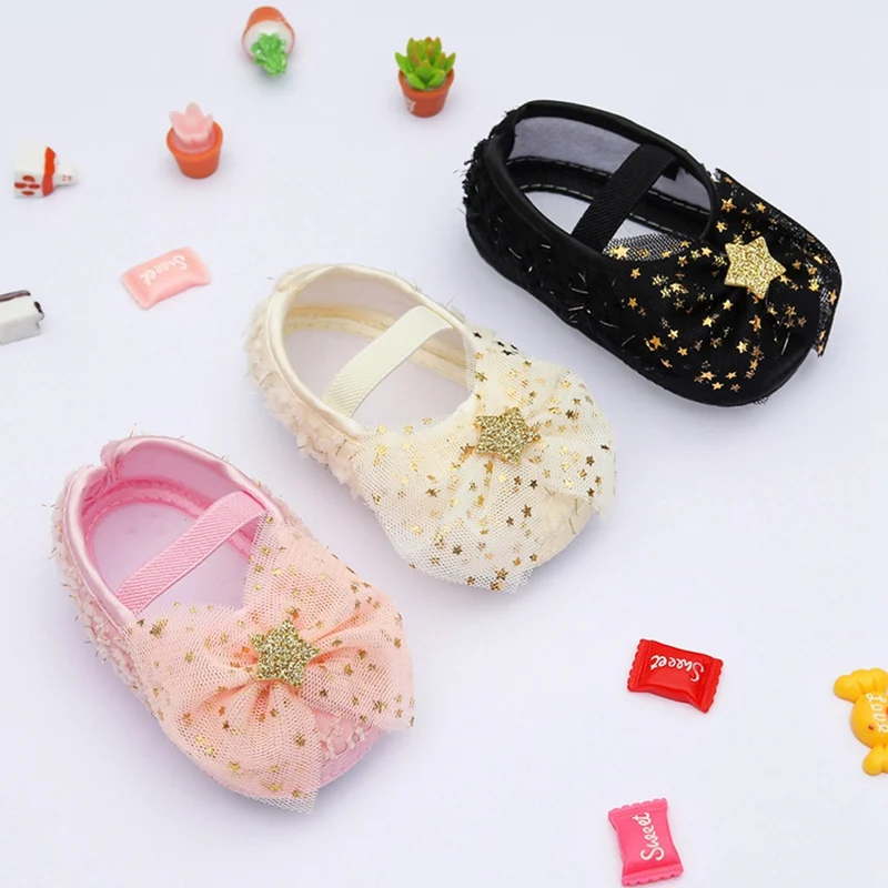 

Sweet Lace Bowknot Baby Girl Princess Shoes Newborn Fashion First Walkers Infant Soft Soled Non-slip Footwear Crib Shoes