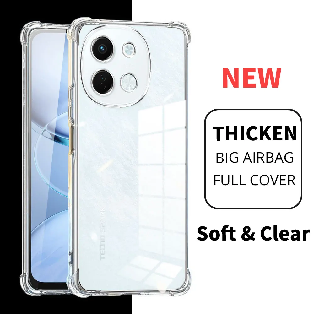 Чехол для телефона Tecno Spark 30 Pro KL7, прозрачный противоударный чехол с подушкой безопасности, мягкая силиконовая задняя крышка Tecno Spark 30 4G 5G KL6 KL8 Funda