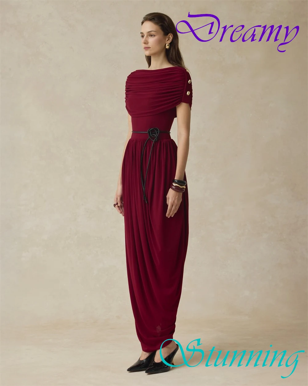 تخصيص رشيقة جيرسي مساء اللباس حساسة قارب الرقبة المشاهير العباءات مزاجه قصيرة الأكمام فساتين المناسبات الخاصة