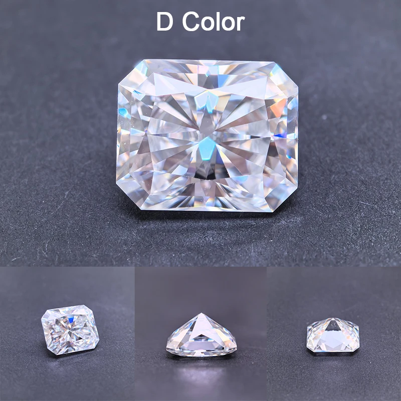 Moissanite Loose Stone VVS1 Radiant Cut Multiple Colors Pass Diamodn Tester Charms Beads for Jewelry Making with Certificate