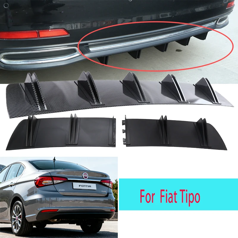 

For Fiat Tipo Car Rear Bumper Lip ABS Double Wing Rear Shark Chassis Fin Style Curved Bumper Lip Diffuser Anti-collision