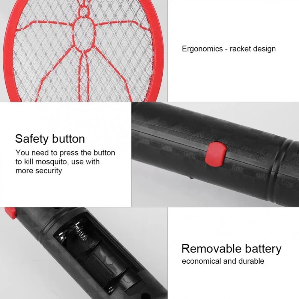 Electric Mosquito Racket Killer Electric Fly Swatter Fryer Flies Cordless Battery Power Bug Zapper Insects Racket Kills Home Bug