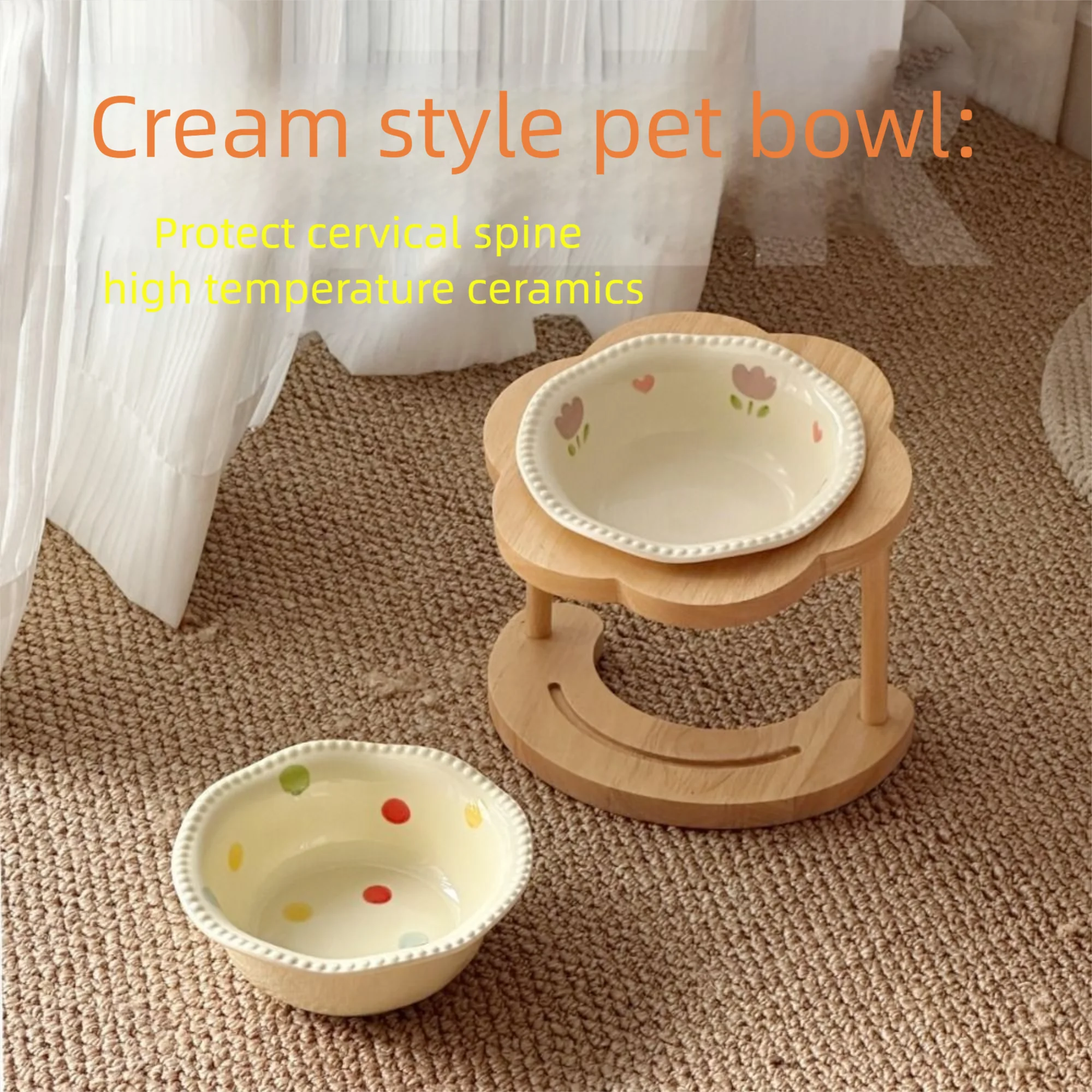 

Anti Vomiting Ceramic Cat Bowl Anti Slip 15 Degree Inclined Elevated Cat Water Bowl Detachable Stable Cat Feeding Station