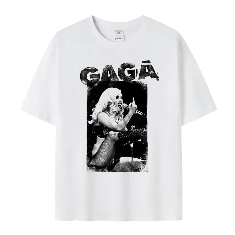 2023 New Lady Gaga Fashion Printed T-shirt Women's Men's Unisex T-shirt Casual Street Loose Fashion Rock Punk Vintage Top