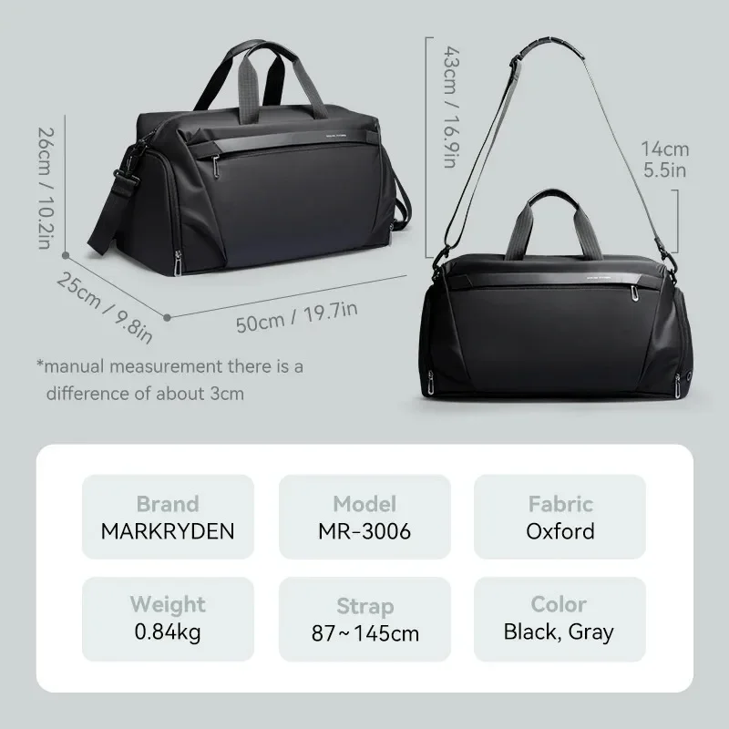 Large Capacity 45L Travel Bag for Men Business Commuting Dry and Wet Separation Can be Inserted Trolley High Quality Luggage Bag